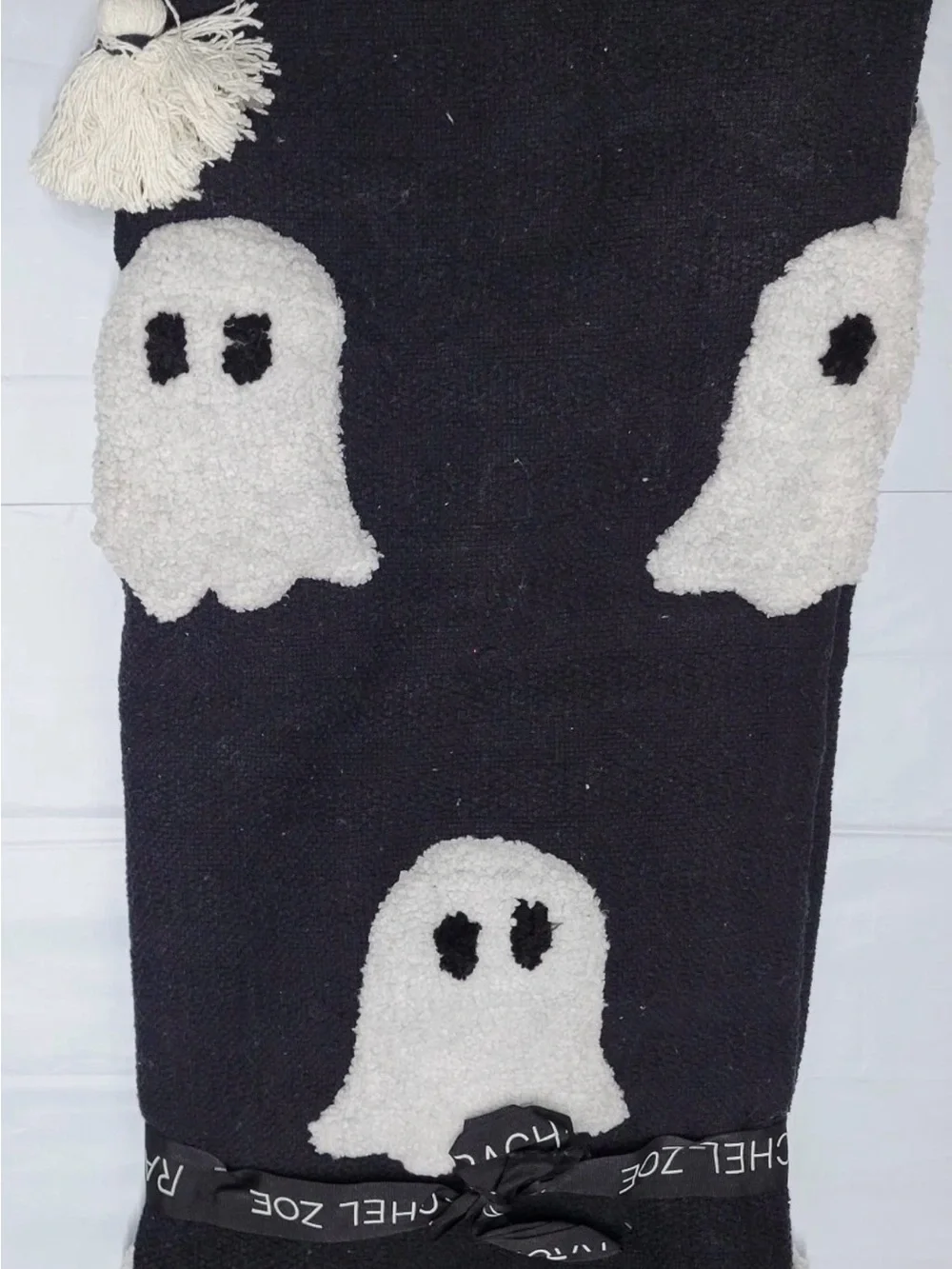 Rachel Zoe Ghost Throw Blanket 50x60 Black White Viral Halloween Tik Tok NWT